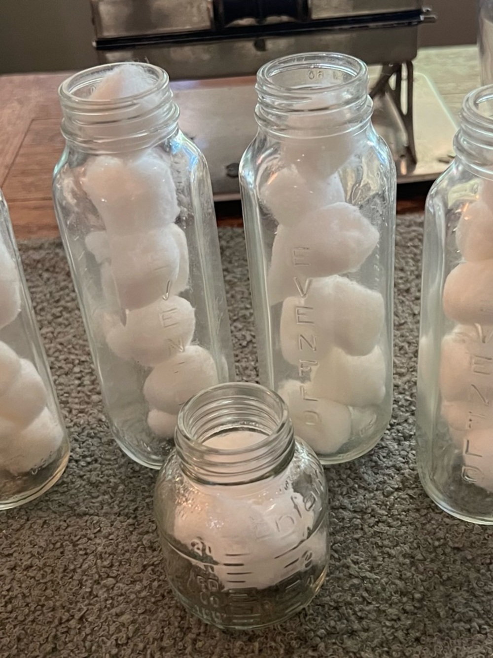 Vintage Evenflo Clear Glass Milk Bottles - Set of 5